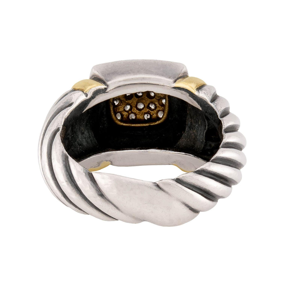 DAVID YURMAN Estate 18k & Sterling Silver Pavé Ring