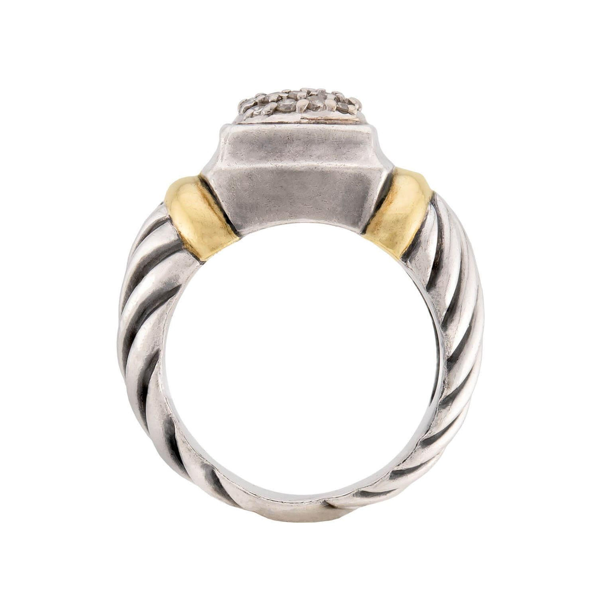 DAVID YURMAN Estate 18k & Sterling Silver Pavé Ring
