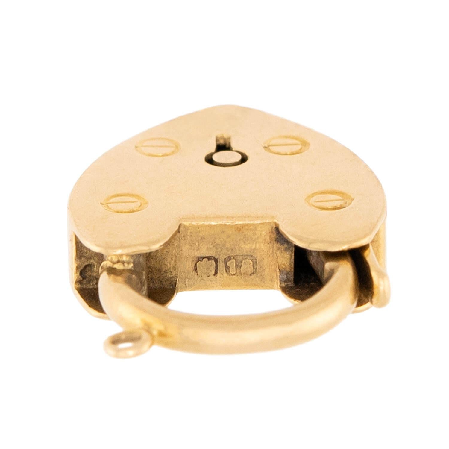 Victorian English 18k Cuban Link Heart Padlock Bracelet
