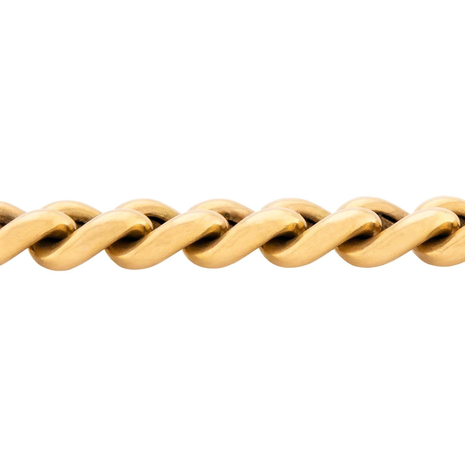 Victorian English 18k Cuban Link Heart Padlock Bracelet