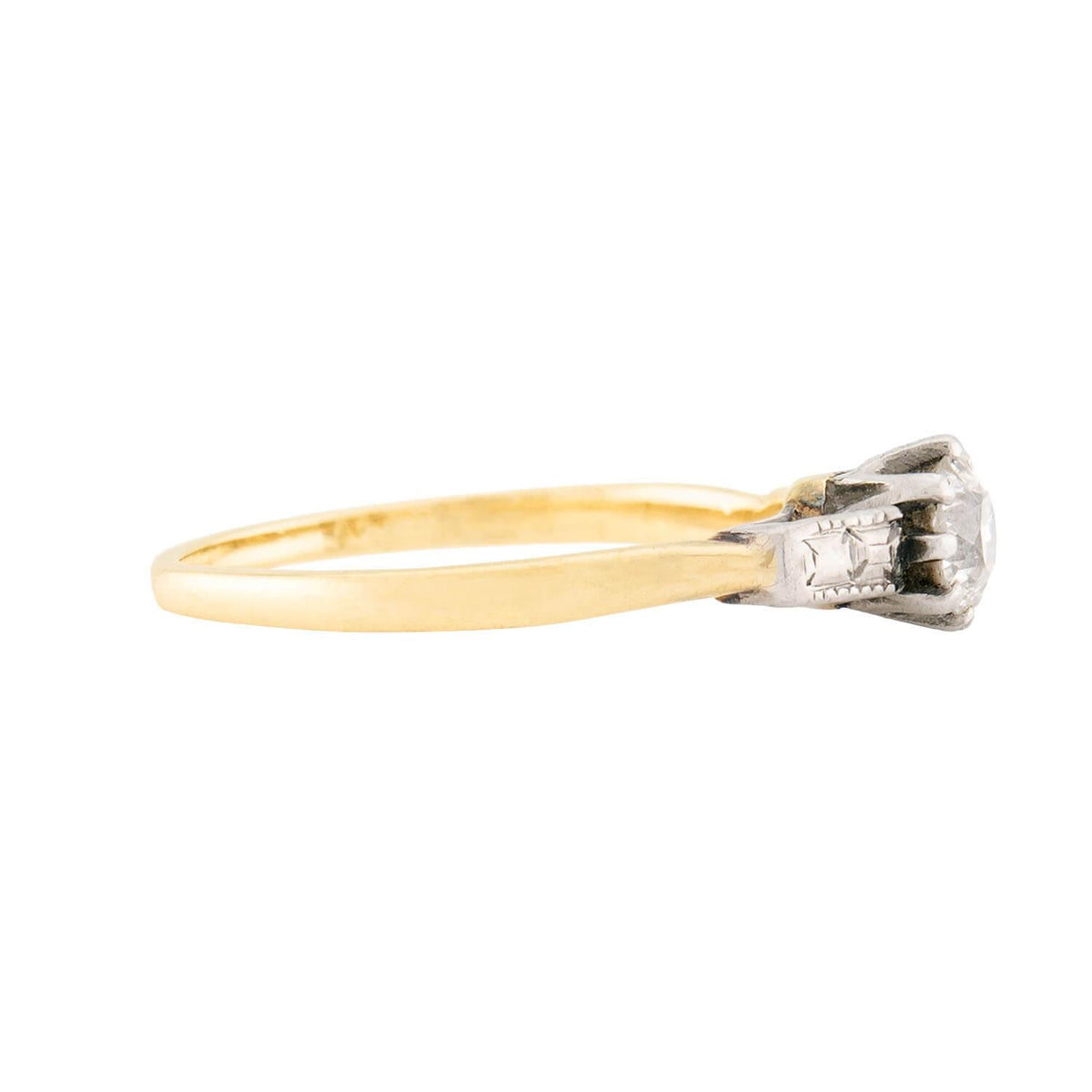 Art Deco 18k & Platinum Diamond Engagement Ring 0.38ct