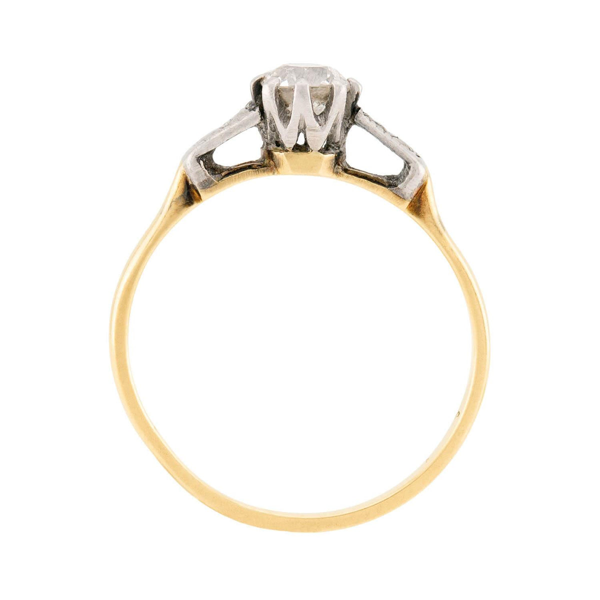 Art Deco 18k & Platinum Diamond Engagement Ring 0.38ct