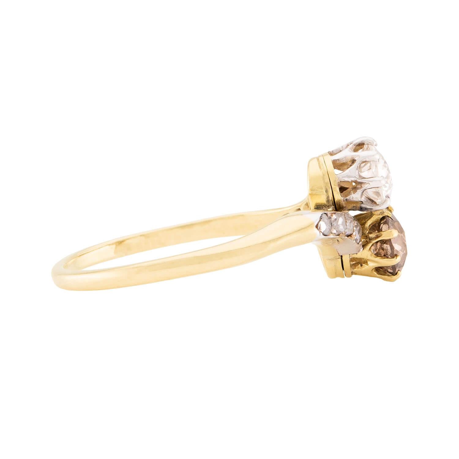 Edwardian 18k Diamond Moi Et Toi Ring