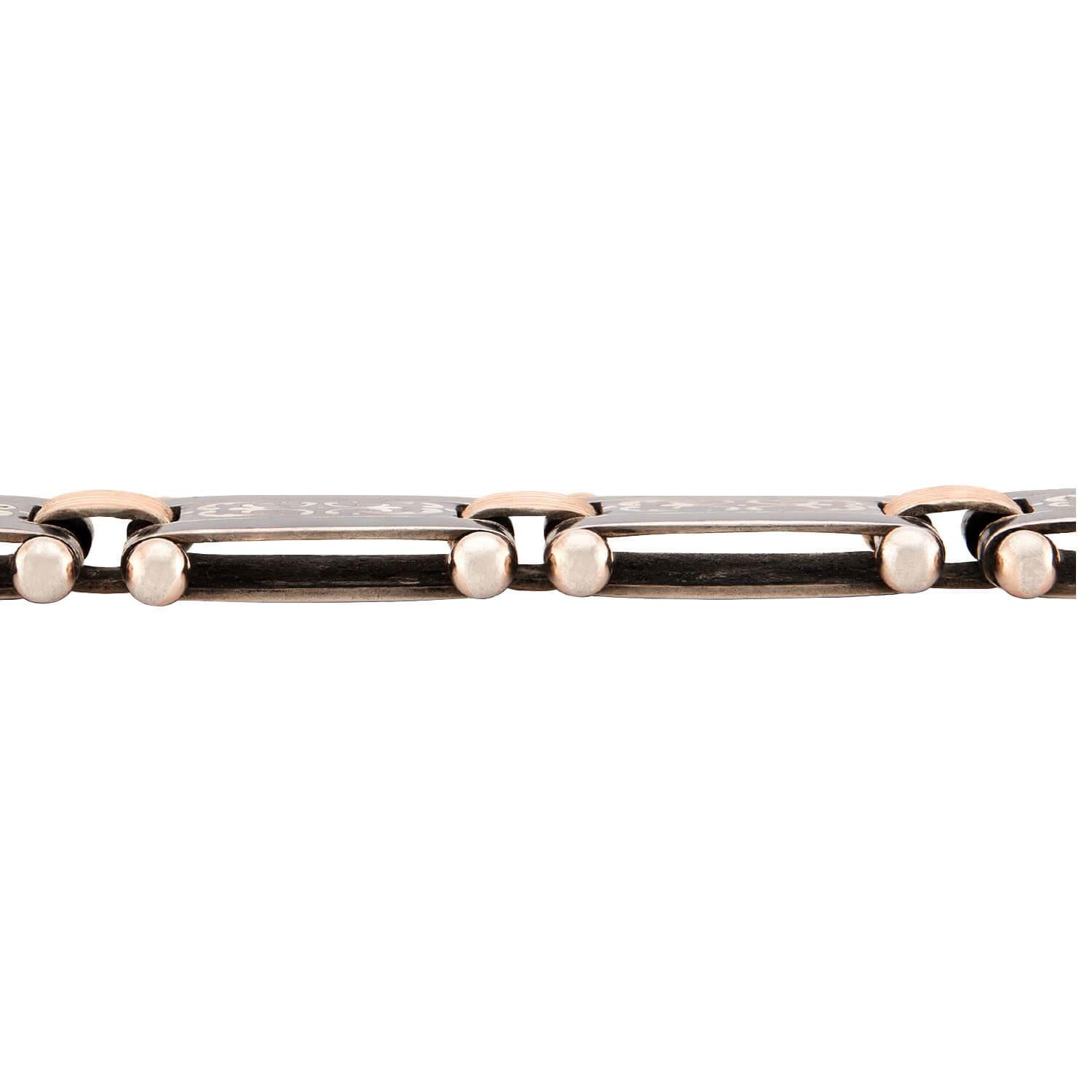 Victorian Sterling Silver Niello Link Bracelet