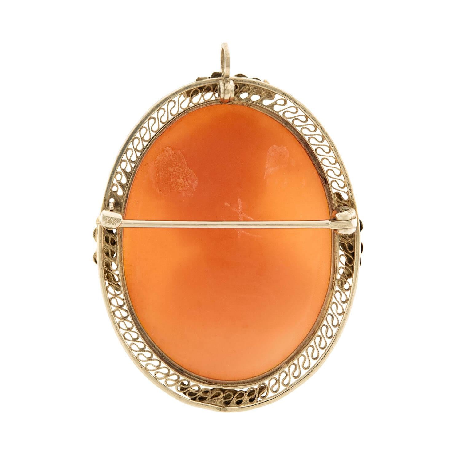 Victorian 14k Shell Cameo Pin/Pendant