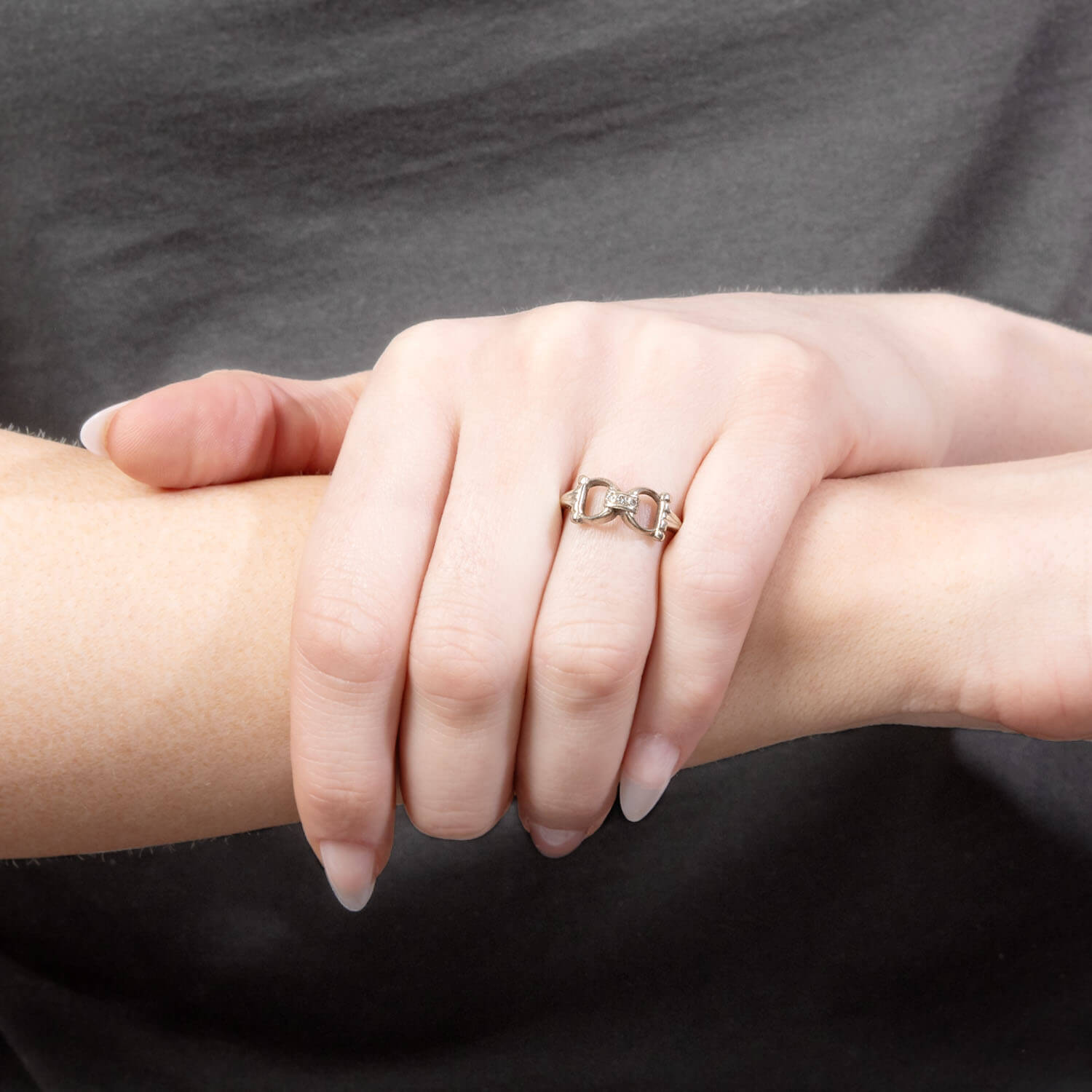 Retro 14k Diamond Horse Bit Ring