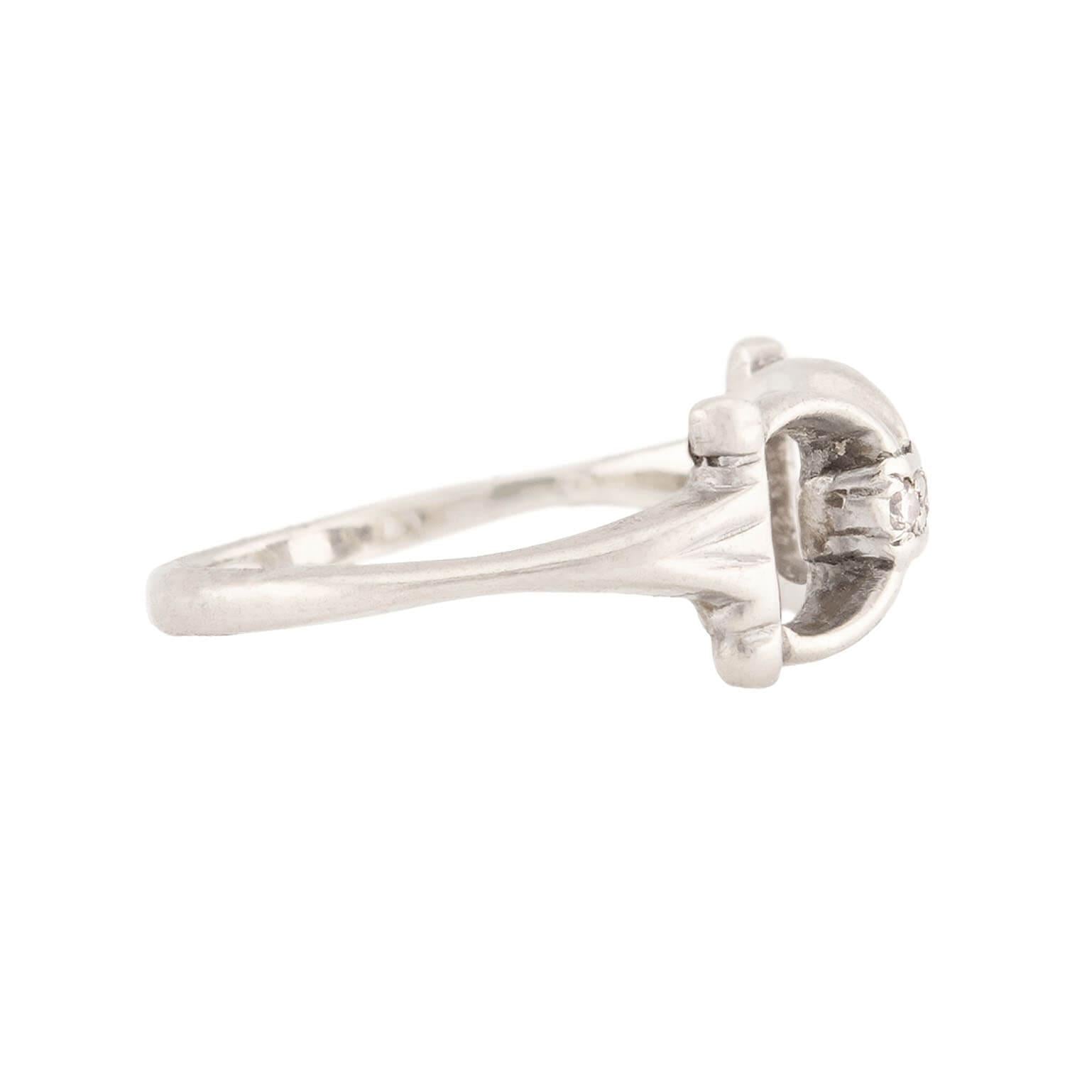 Retro 14k Diamond Horse Bit Ring
