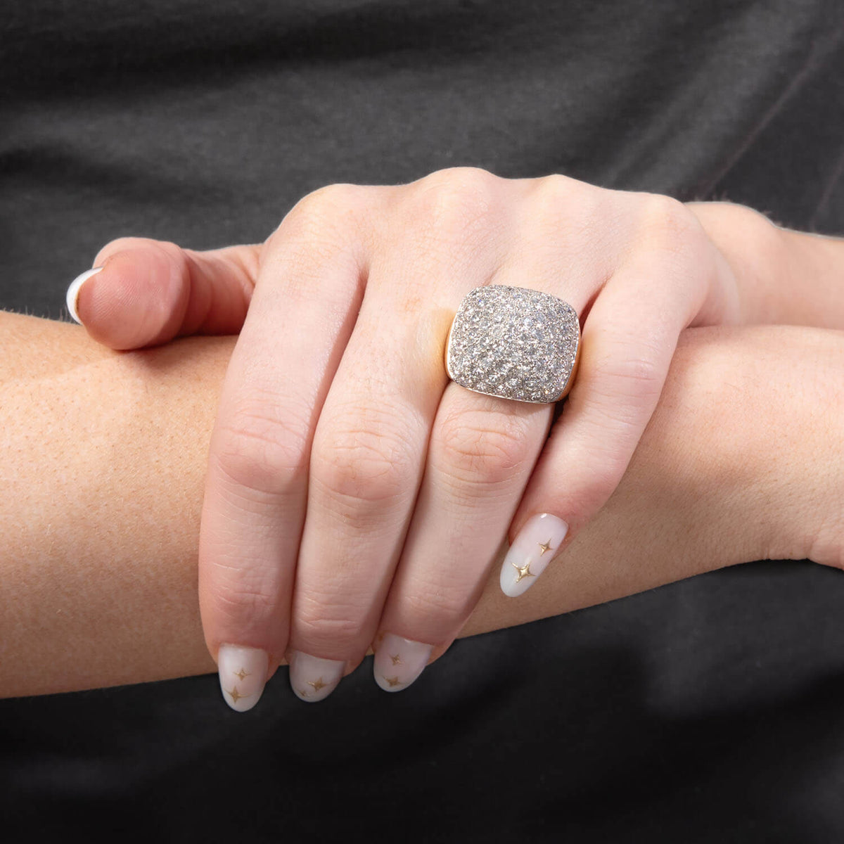 Estate 18k Diamond Pyramid Ring