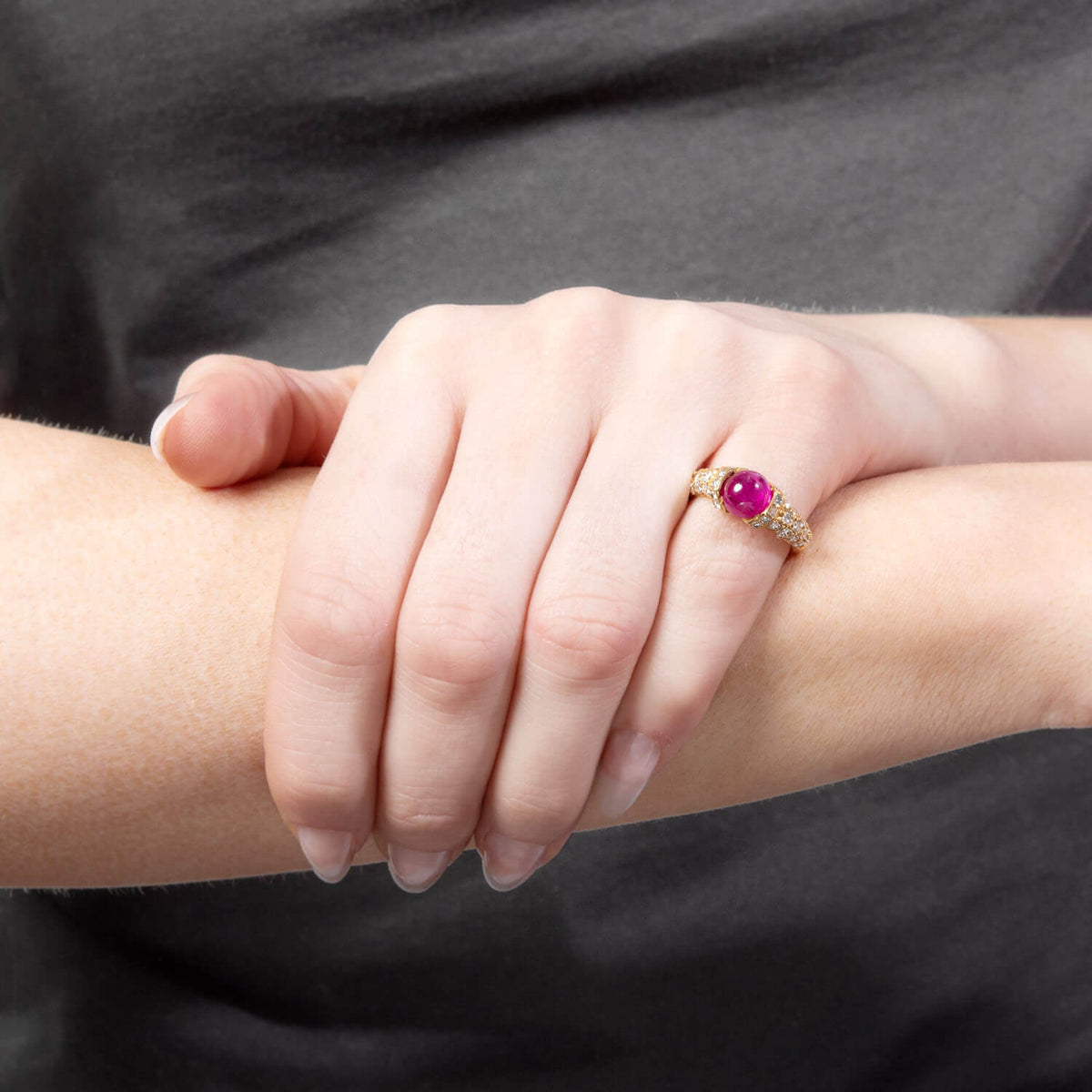 Estate French 18k Ruby and Diamond Ring