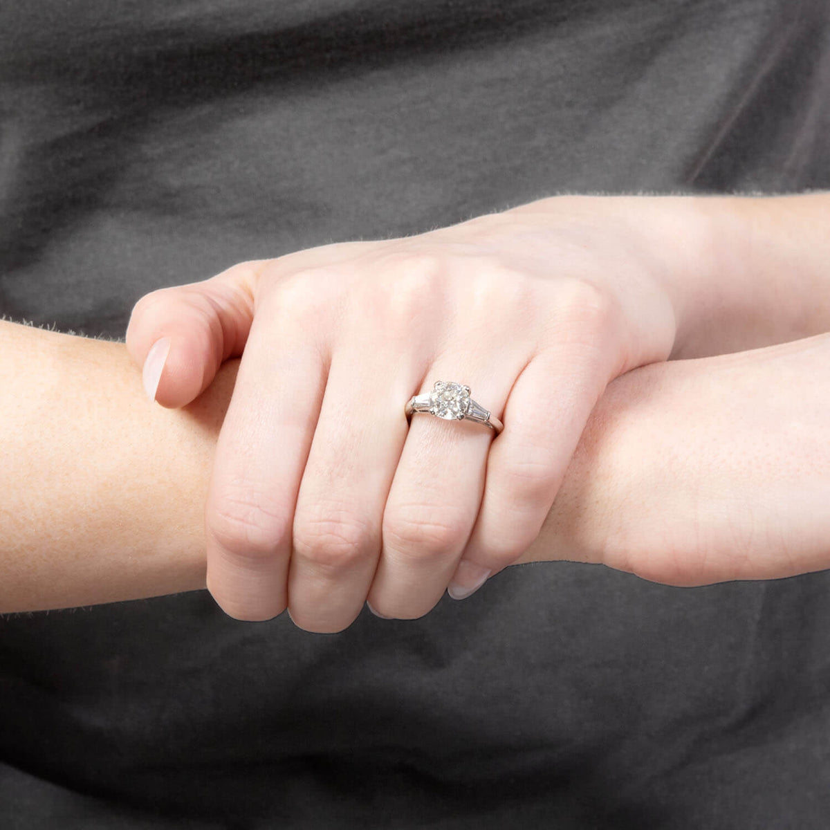 Retro Platinum Diamond Engagement Ring 1.66ct