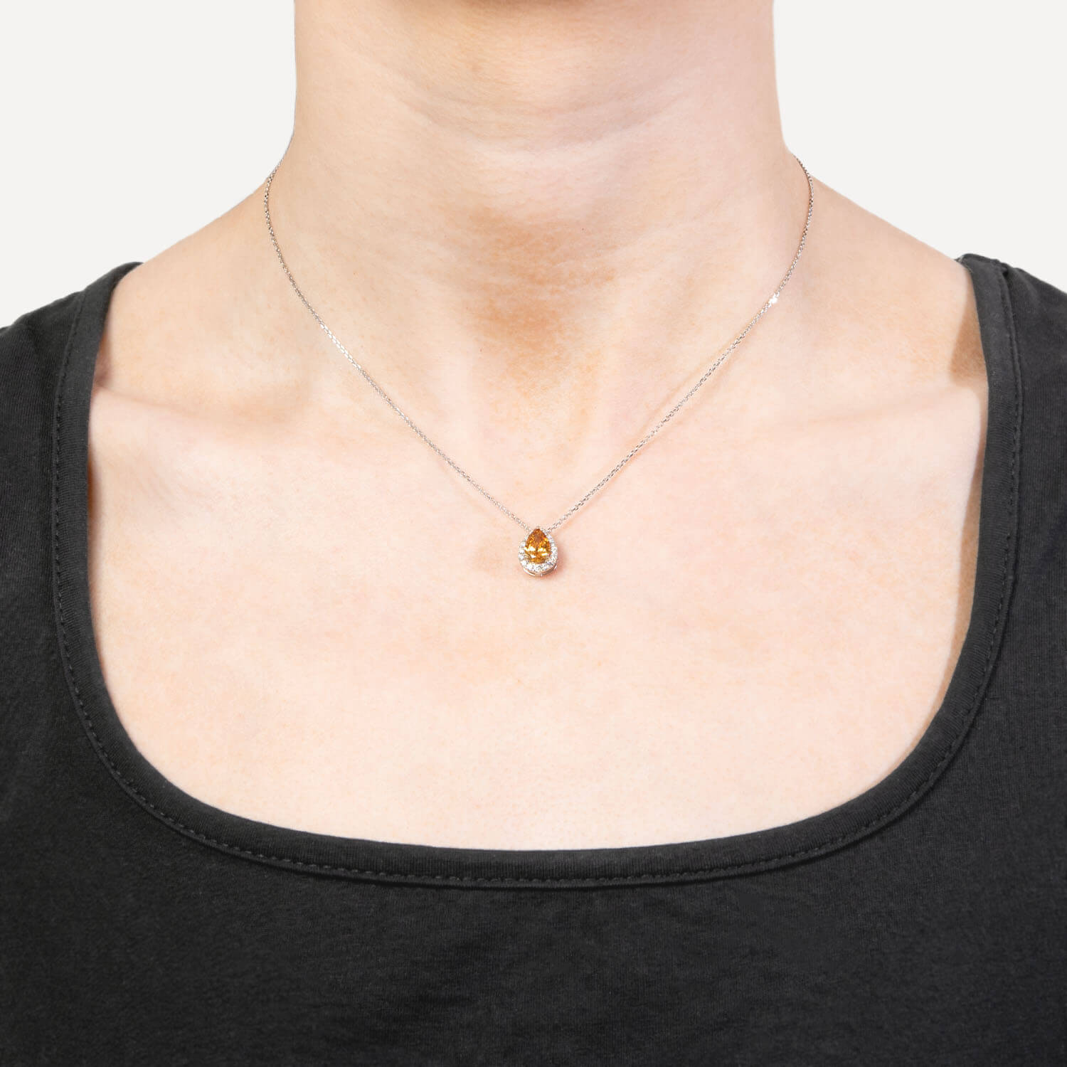 Estate 18k Diamond Halo Pendant Necklace
