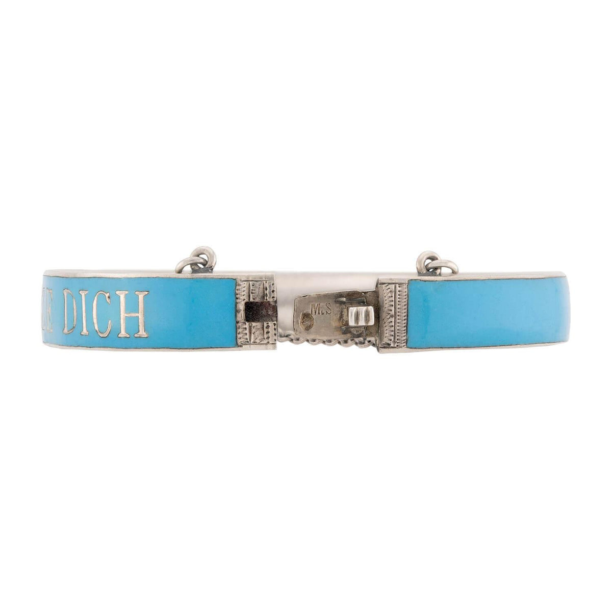 Victorian Sterling Silver Blue Enamel Hinged Bangle