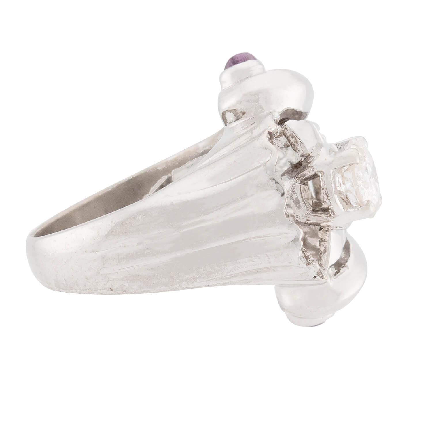Retro 14k Diamond and Sapphire Statement Ring