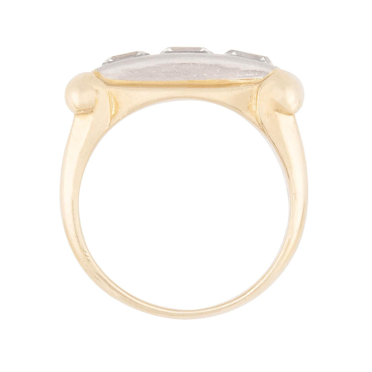 Retro 14k & Palladium Diamond Three Stone Ring