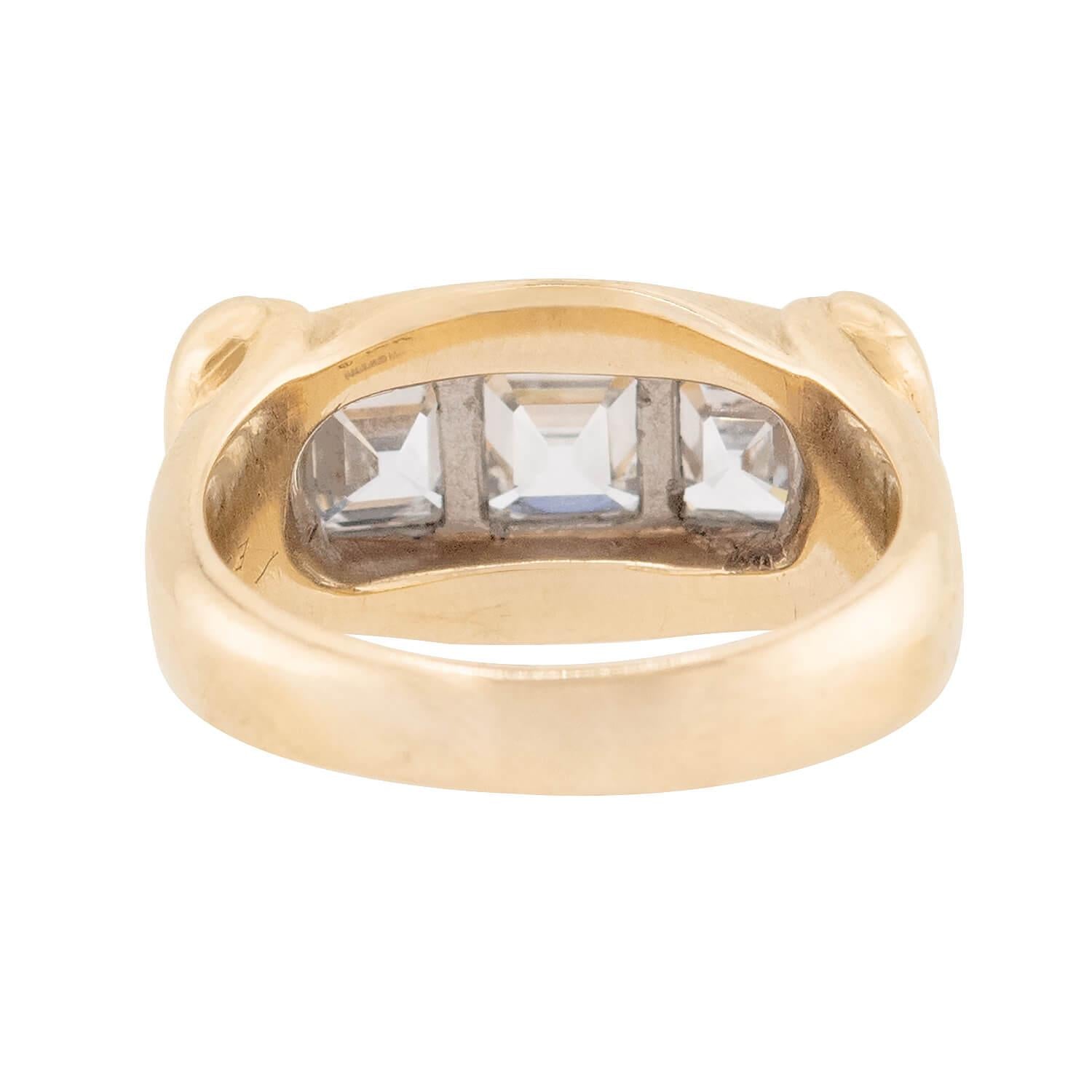 Retro 14k & Palladium Diamond Three Stone Ring