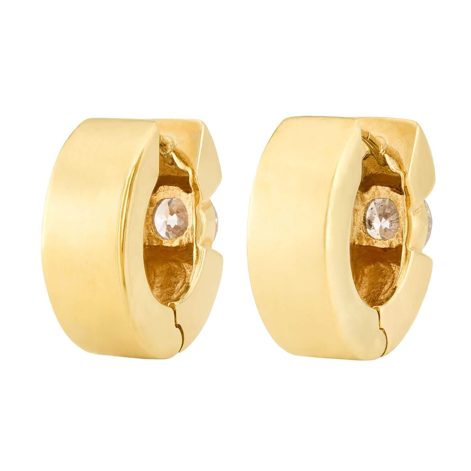 Estate 14k Diamond Huggie Hoop Earrings