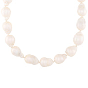 Estate 18k Baroque Pearl and Diamond Necklace