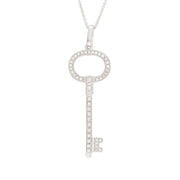 Estate 18k Diamond Key Pendant Necklace