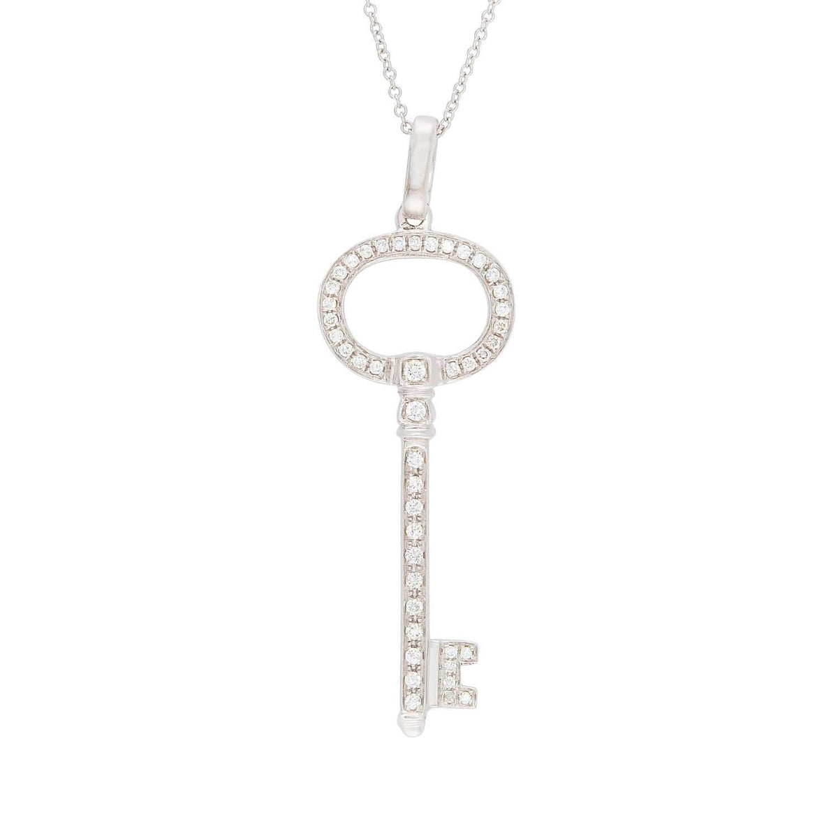 Estate 18k Diamond Key Pendant Necklace