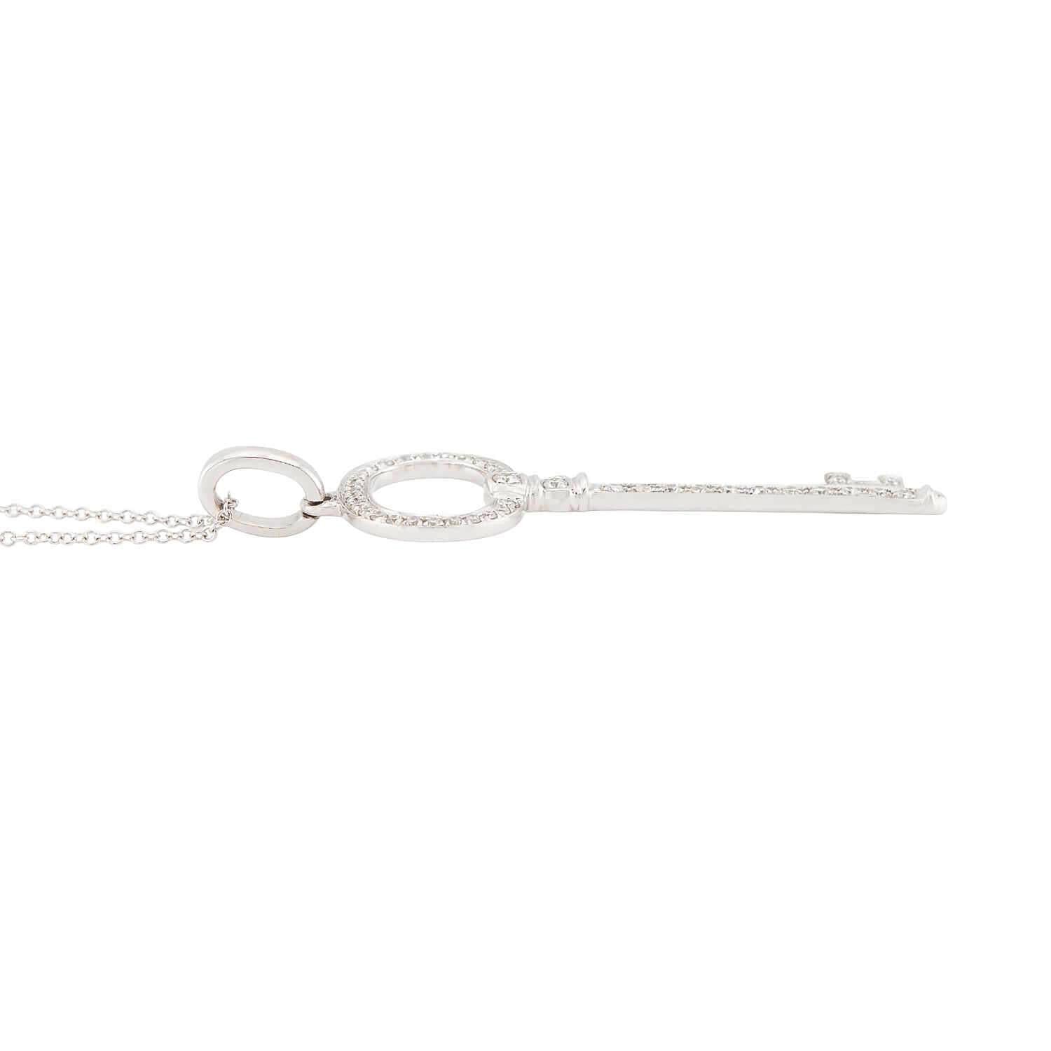 Estate 18k Diamond Key Pendant Necklace