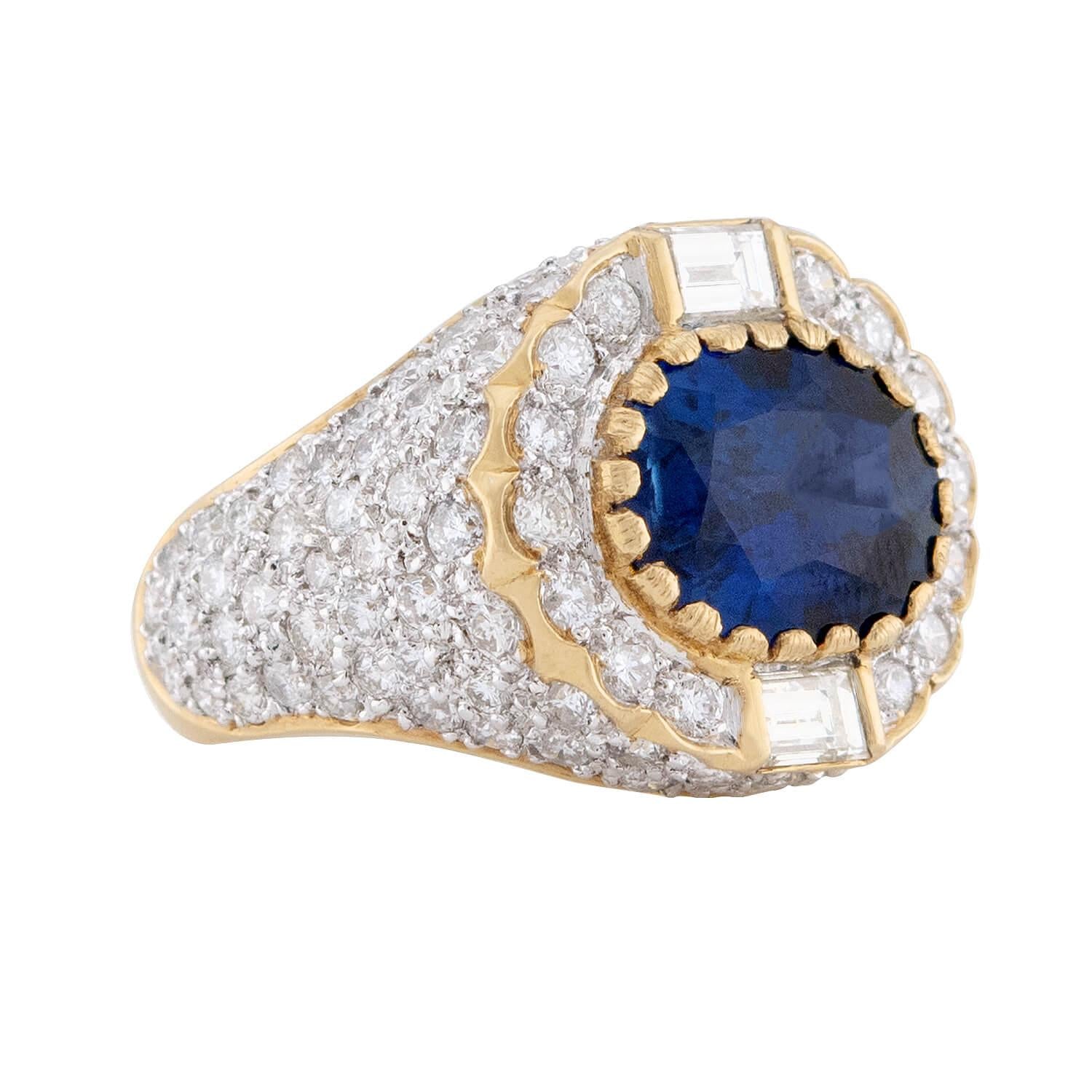Estate 18k Sapphire and Diamond Cocktail Ring