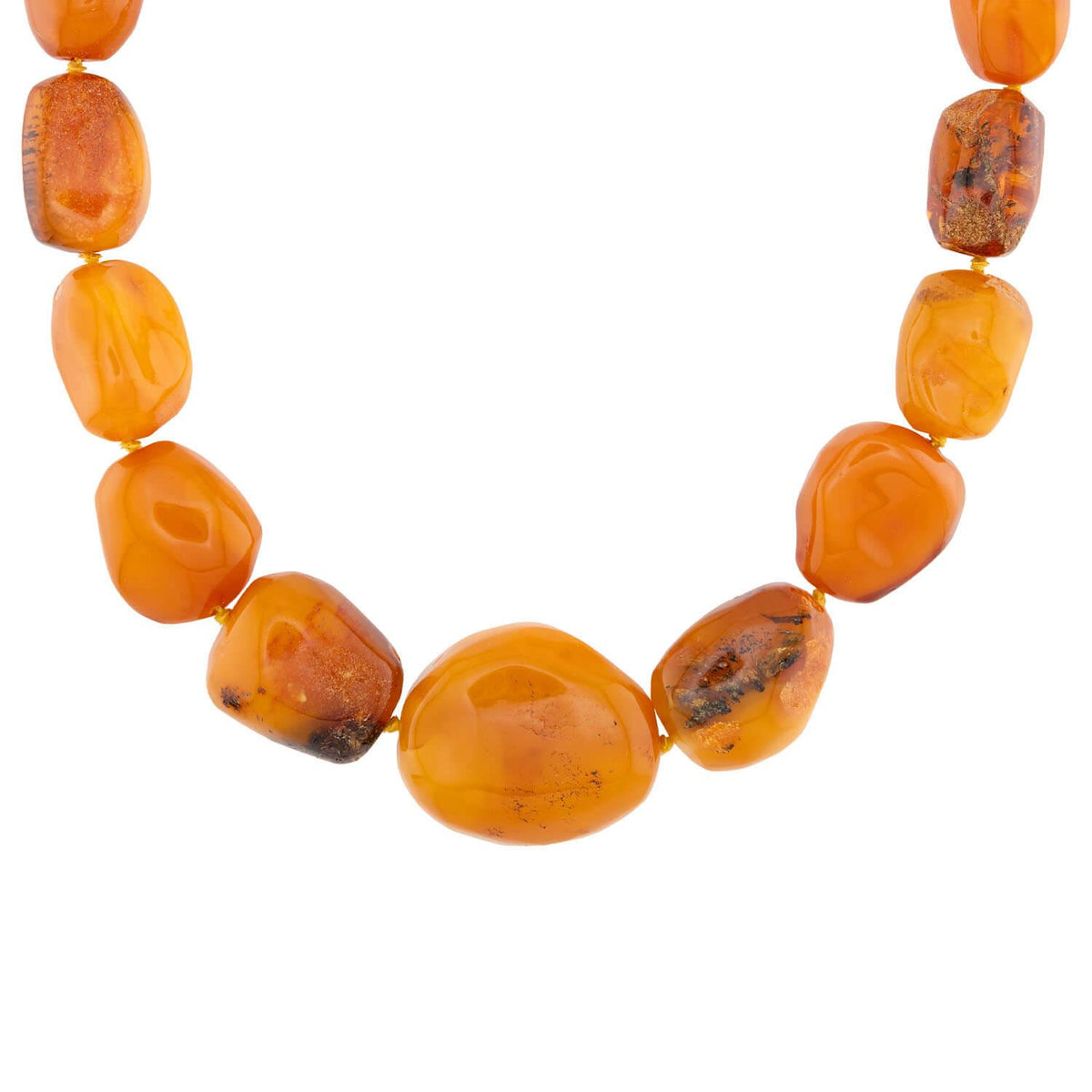 Vintage 14k Baltic Butterscotch Bead Necklace 26"