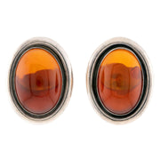 Retro Danish Sterling Silver Baltic Amber Earrings