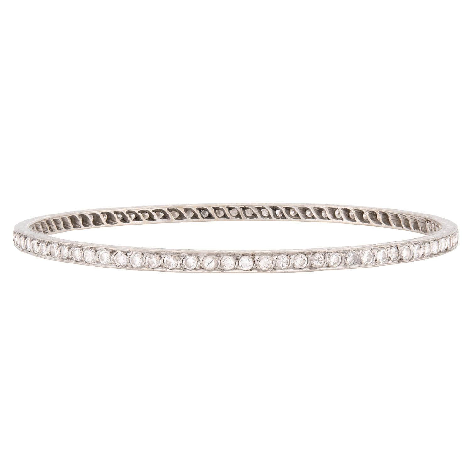 Retro Platinum Diamond Bangle