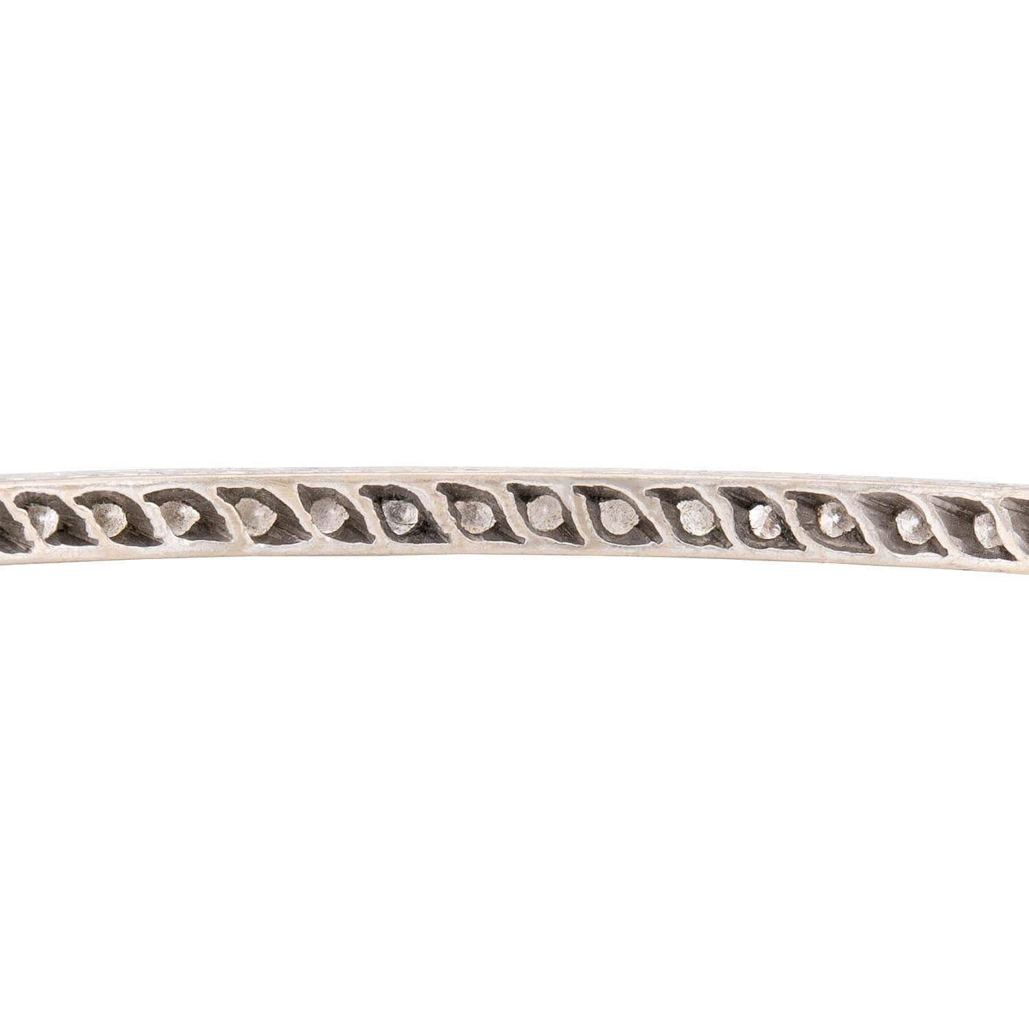 Retro Platinum Diamond Bangle