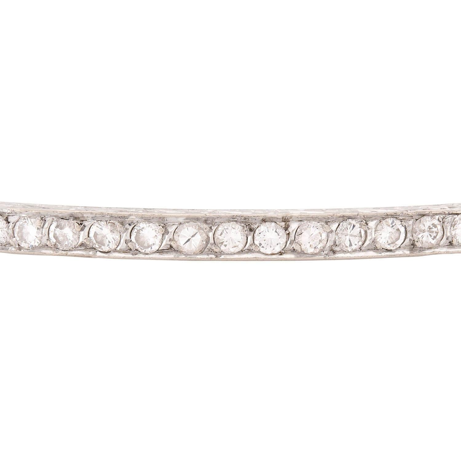 Retro Platinum Diamond Bangle