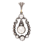 Georgian French 14k/Sterling Silver Diamond Pendant