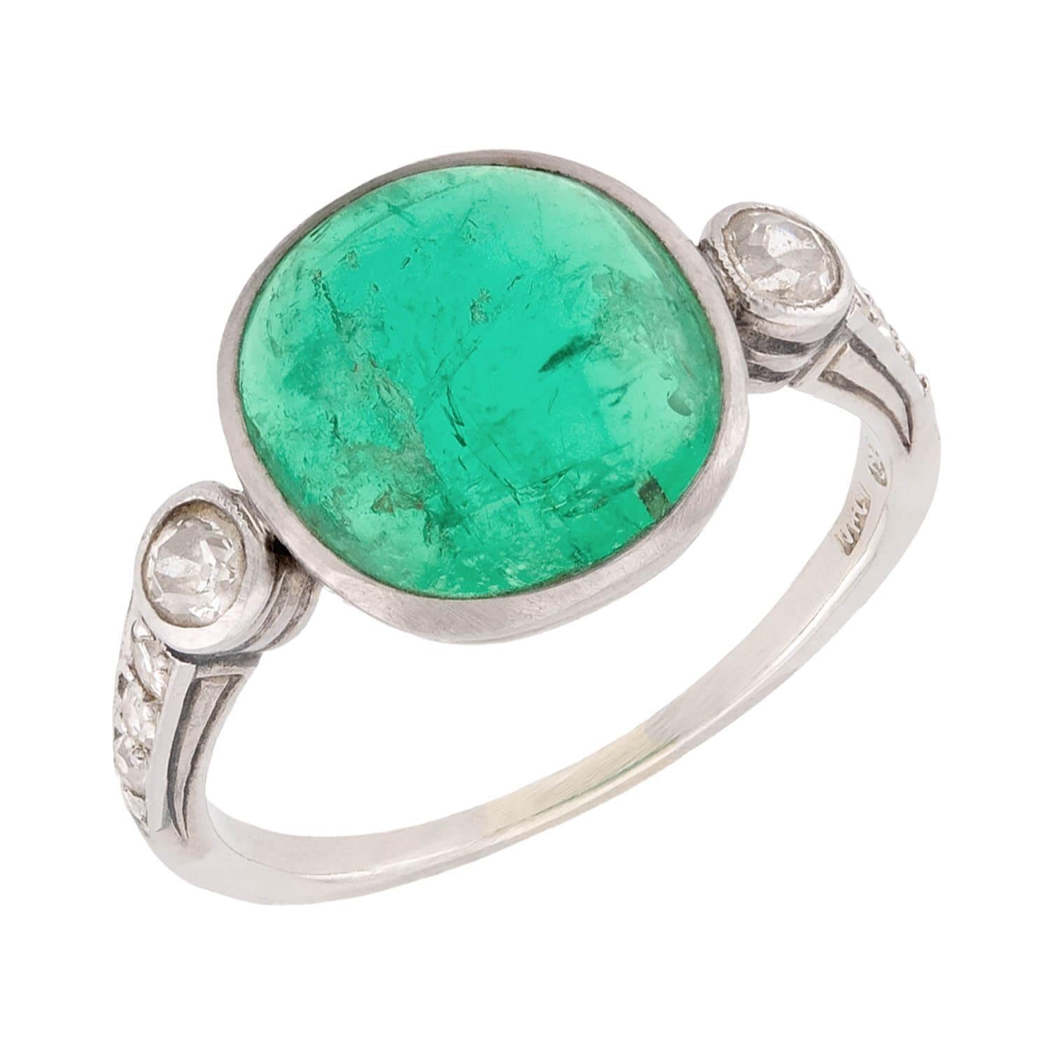 Edwardian 14k Emerald and Diamond Ring