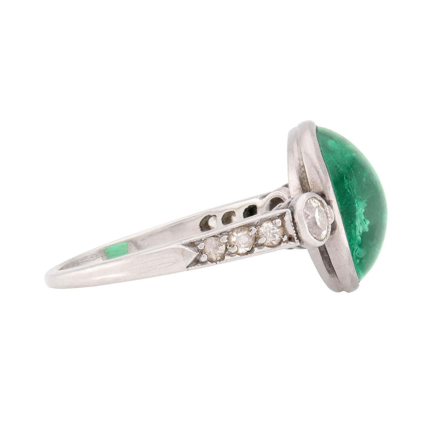 Edwardian 14k Emerald and Diamond Ring