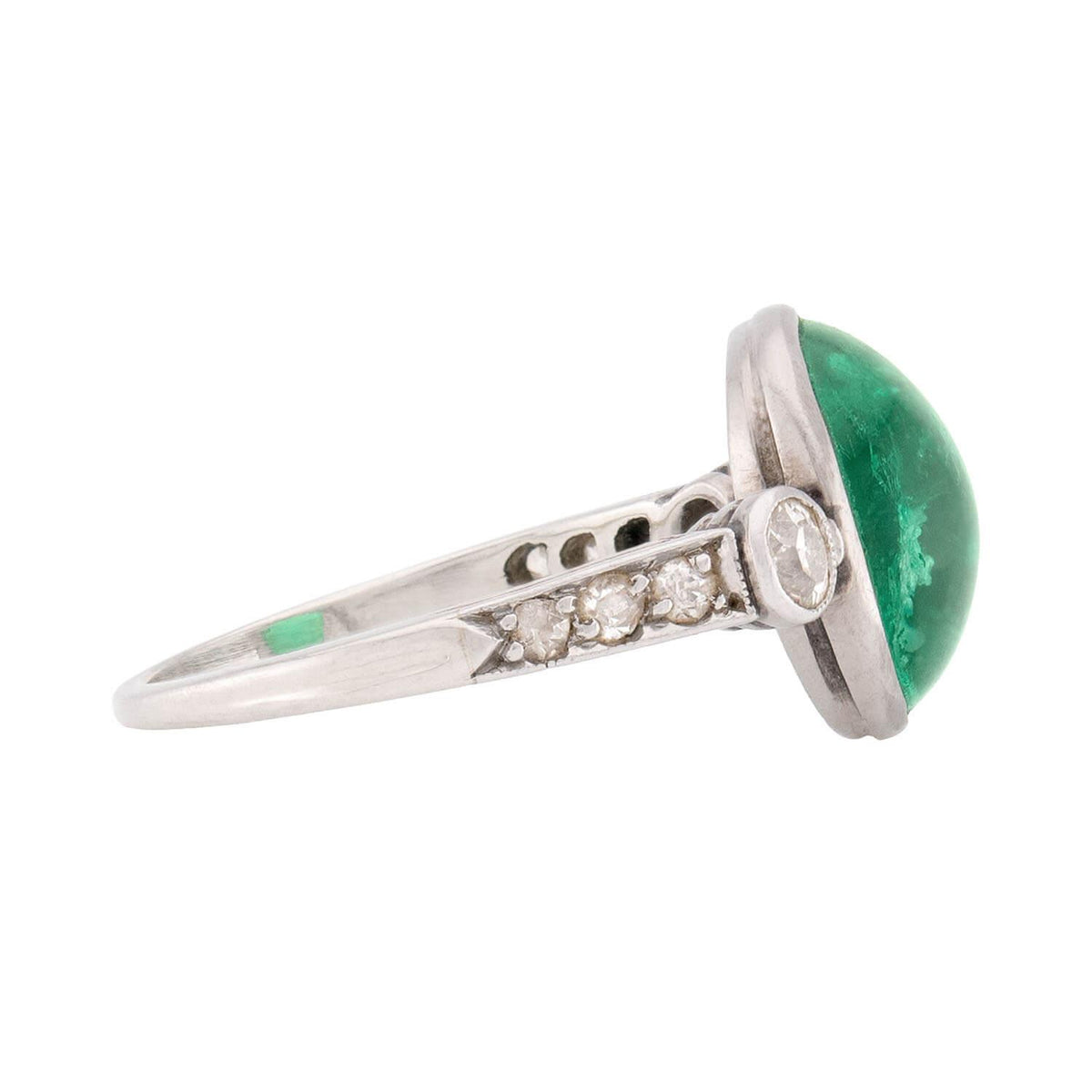 Edwardian 14k Emerald and Diamond Ring