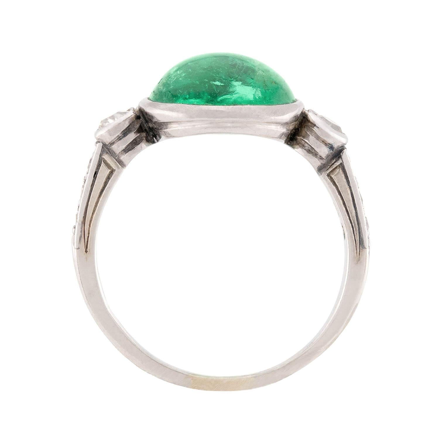 Edwardian 14k Emerald and Diamond Ring