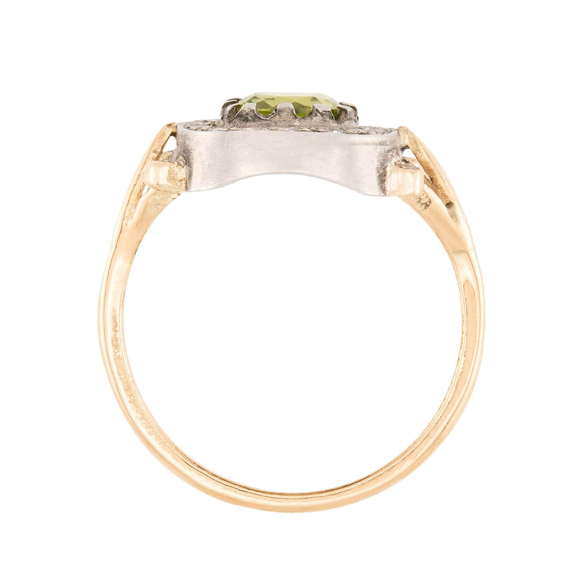 Victorian 14k/Sterling Silver Peridot and Diamond Halo Ring