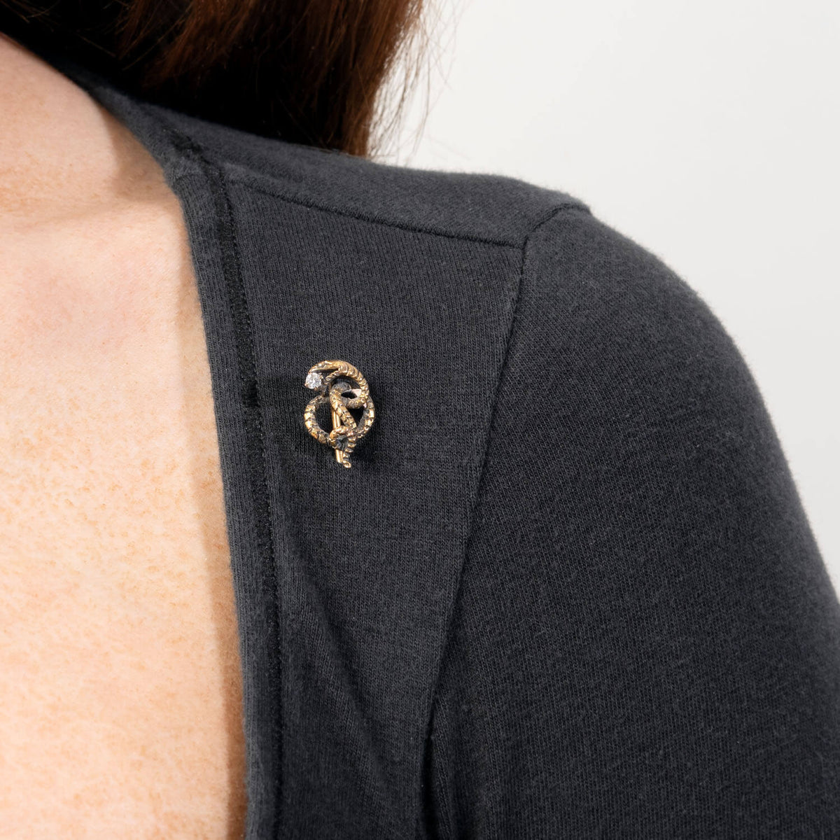 Victorian 14k Diamond Snake Motif Stick Pin