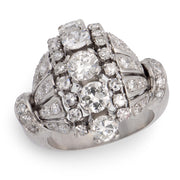 Retro Platinum Diamond Statement Ring