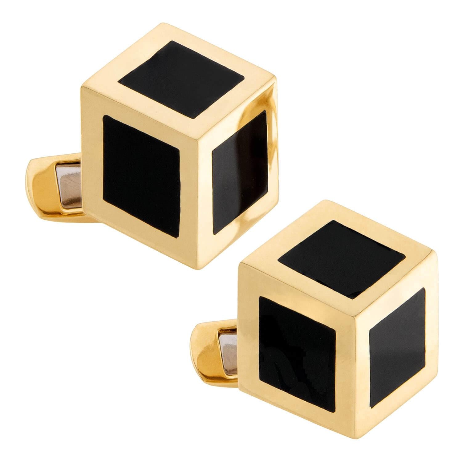 Estate 14k Onyx Cube Motif Cufflinks