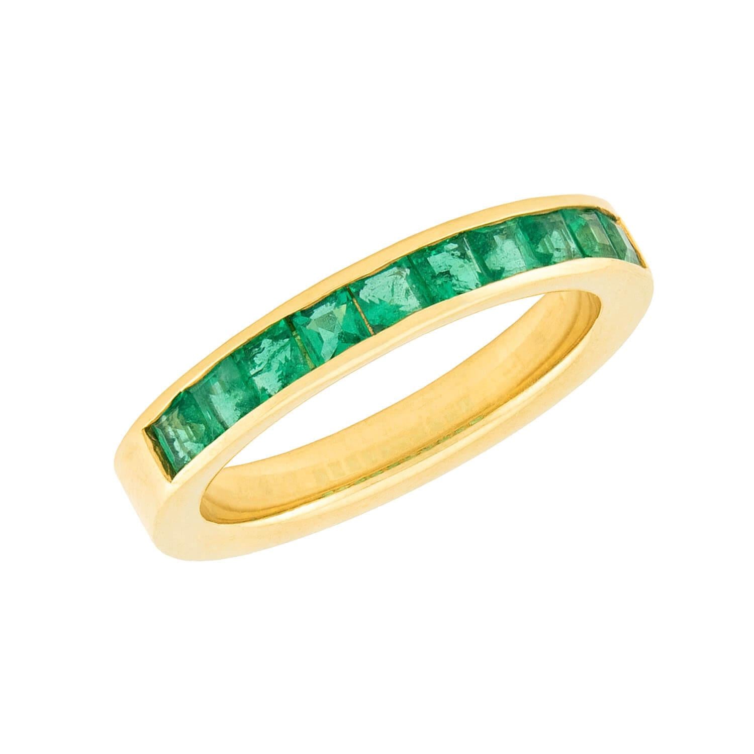 OGI Estate 18k Emerald Half Band