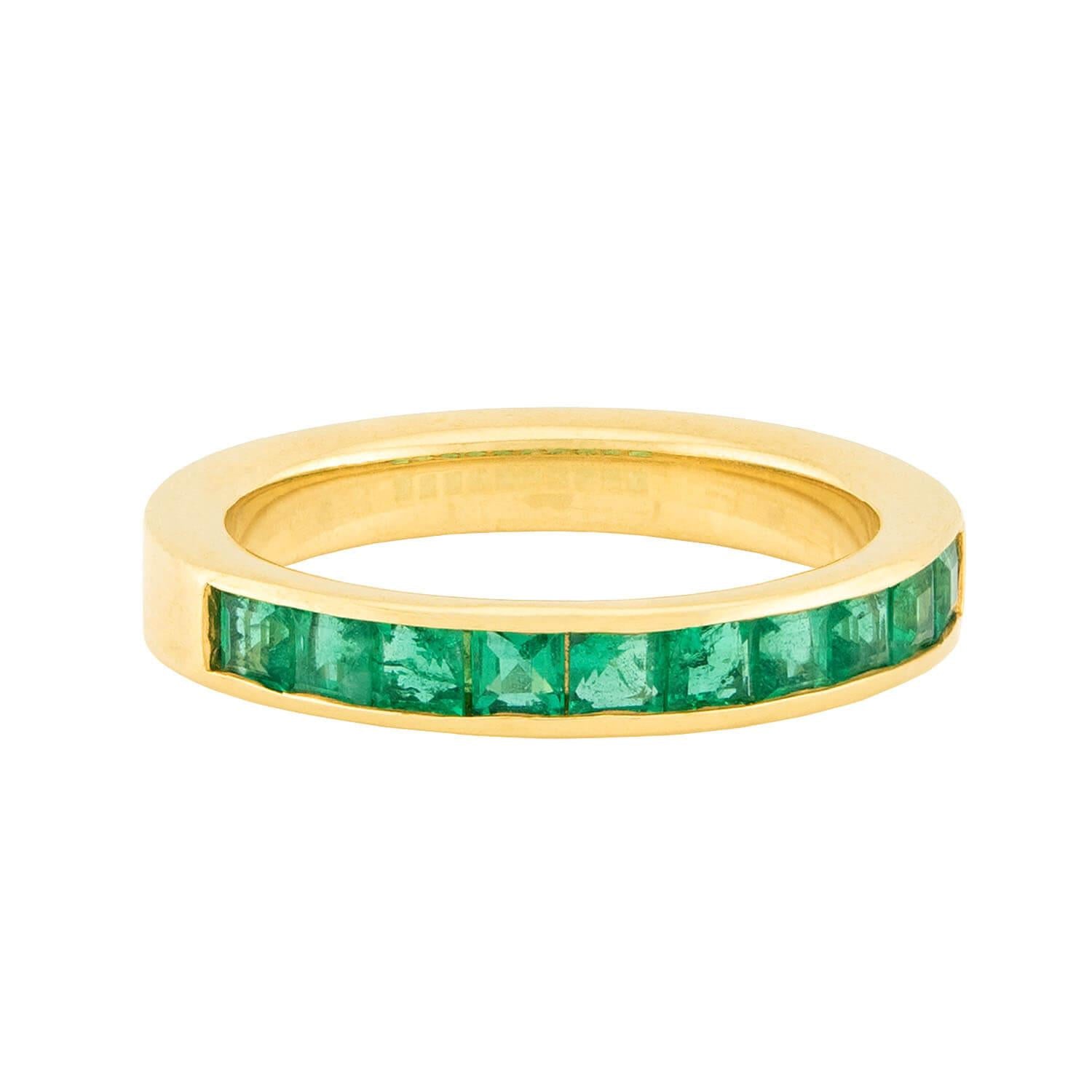 OGI Estate 18k Emerald Half Band