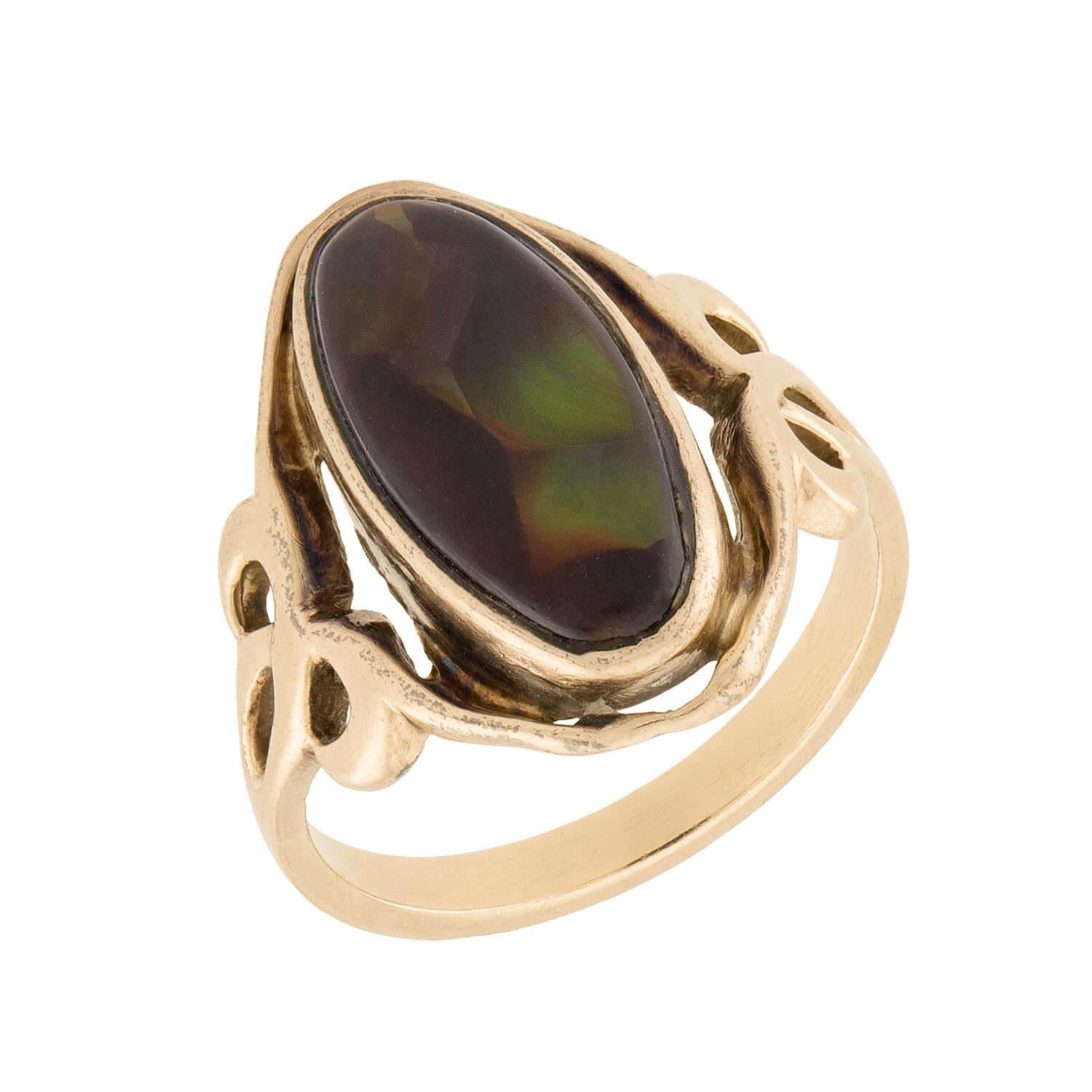 Art Nouveau 12k Boulder Opal Ring