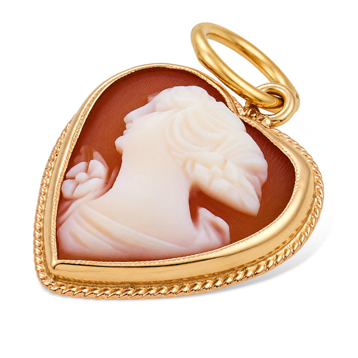 Art Deco 14k Cameo Heart-Motif Pendant/Charm
