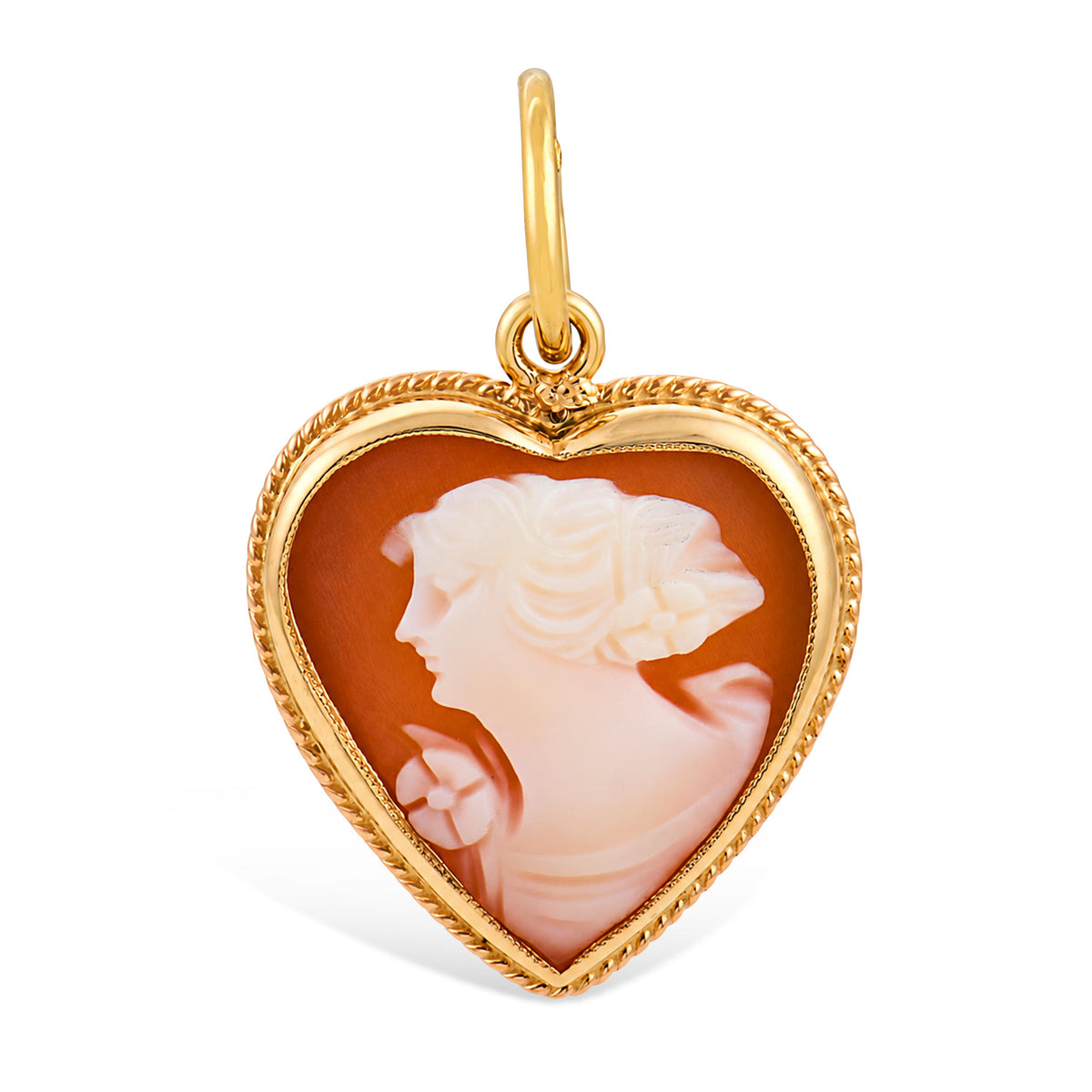 Art Deco 14k Cameo Heart-Motif Pendant/Charm