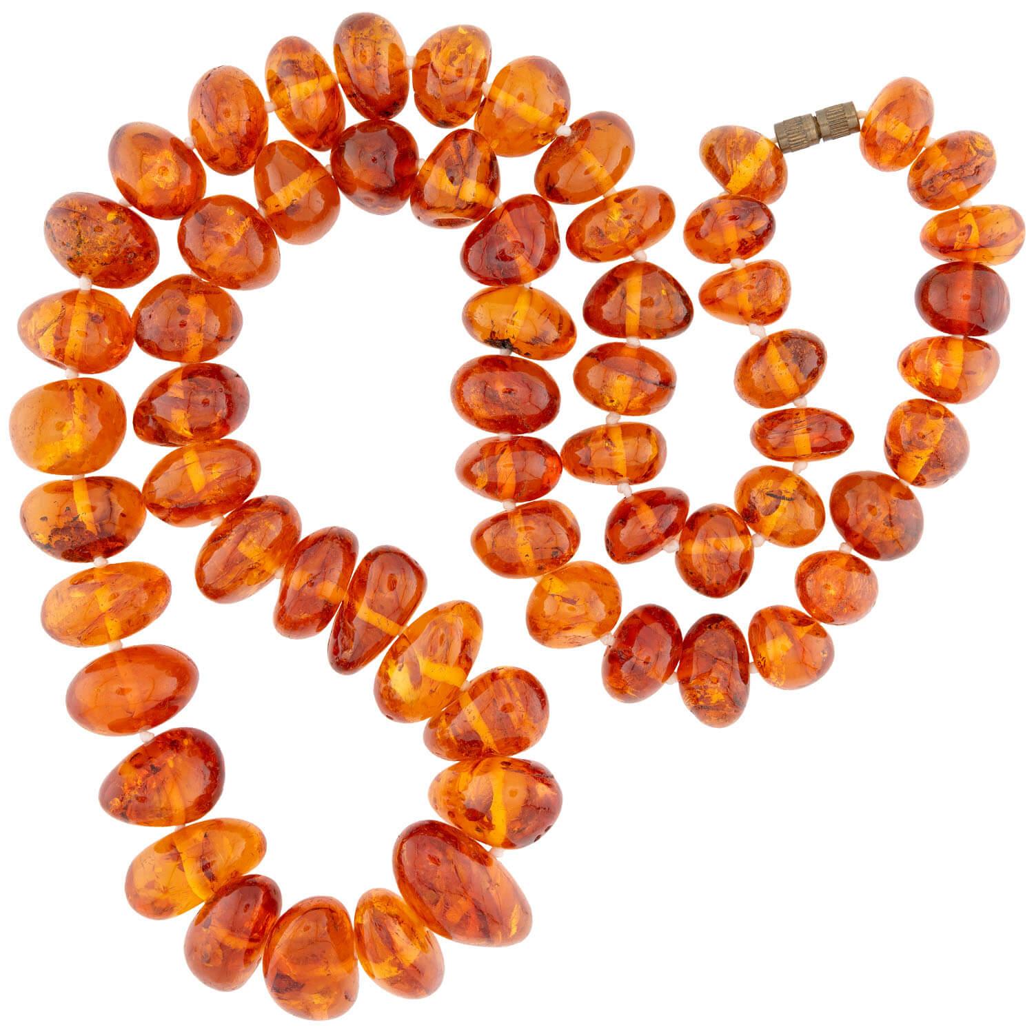 Vintage Amber Bead Necklace 24"