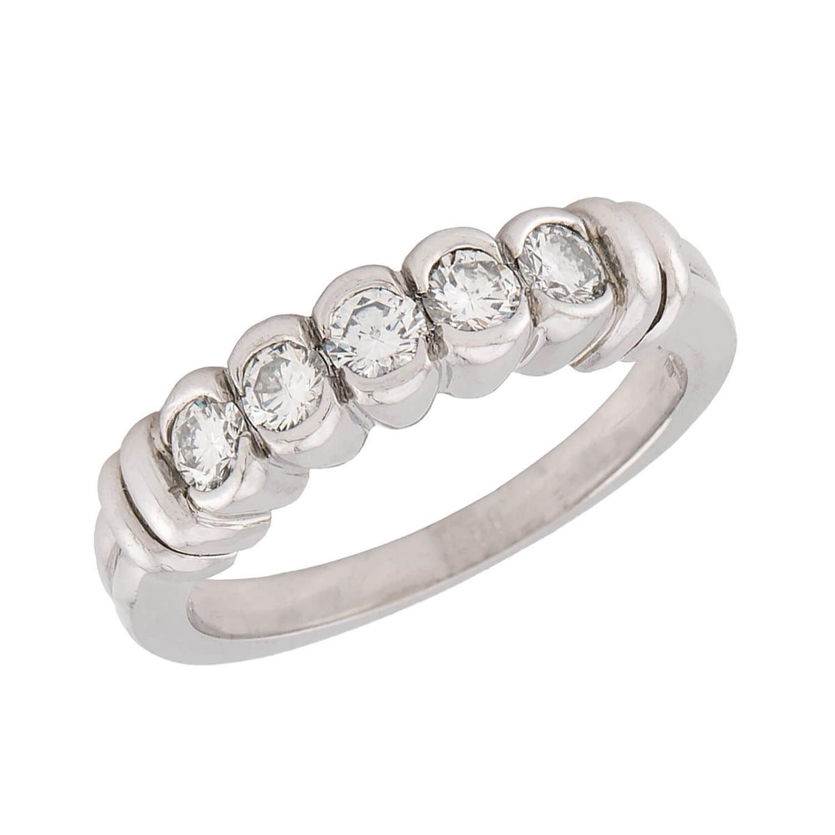 SCOTT K Estate Platinum Diamond Five Stone Ring