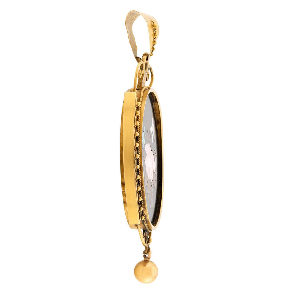 Victorian 14k Pietra Dura Pendant