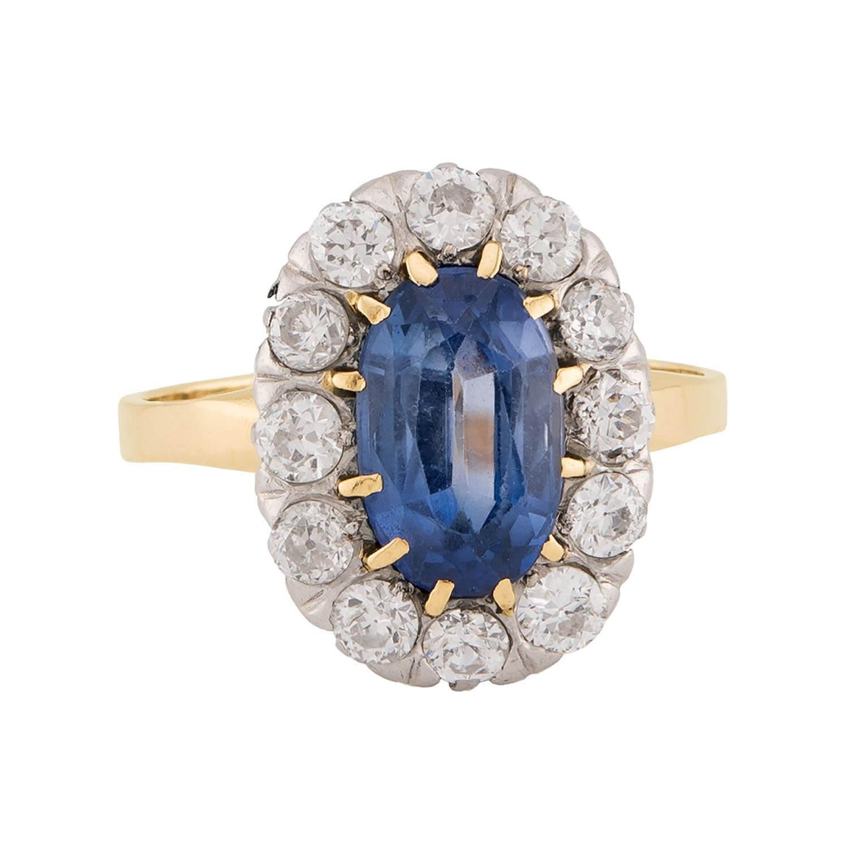 Edwardian Platinum/14k Sapphire & Diamond Halo Ring