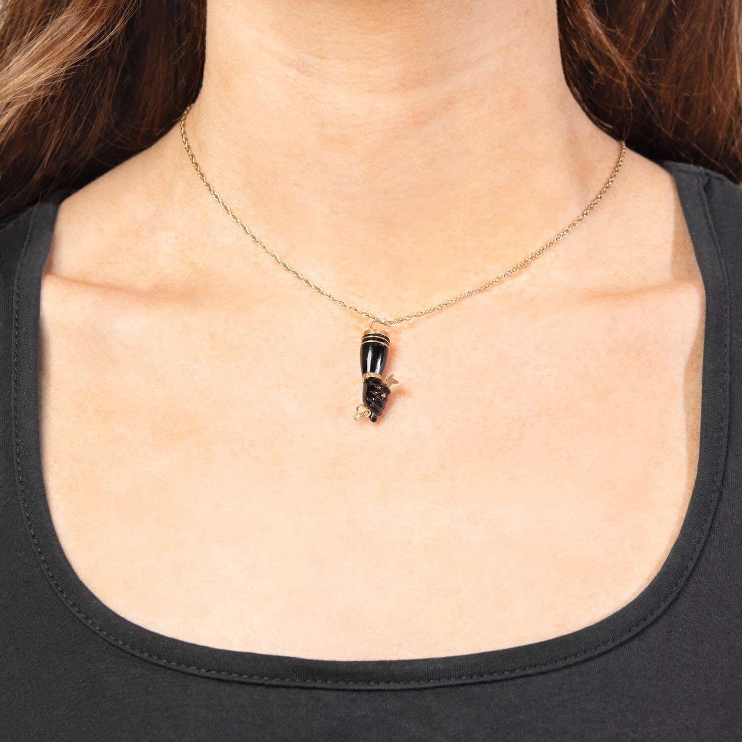 Victorian 18k Black Coral Figa Pendant
