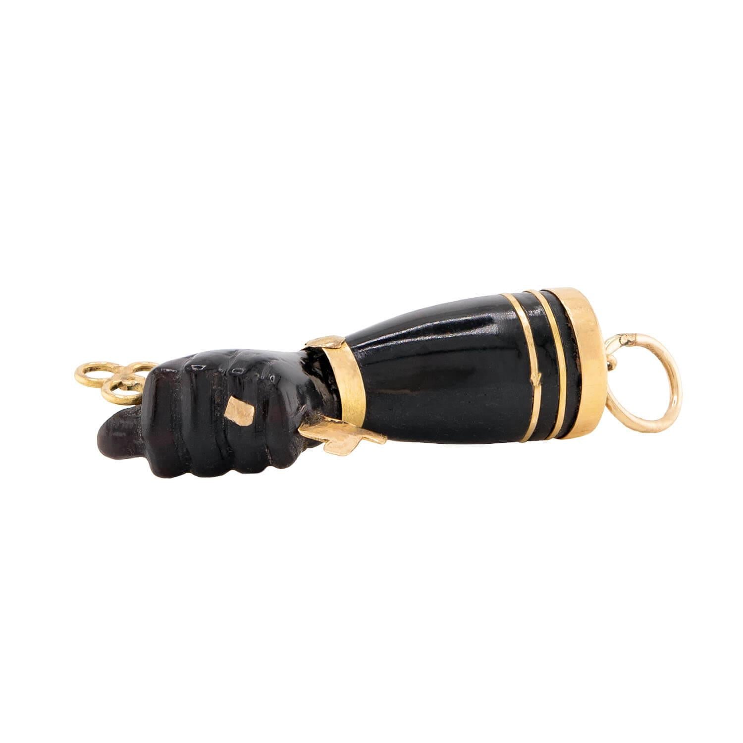 Victorian 18k Black Coral Figa Pendant